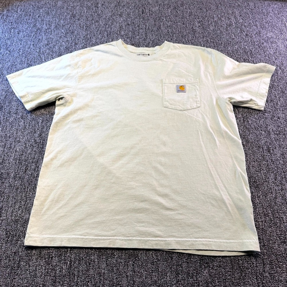 Carhartt Loose Fit T Shirt Mens Large Green Chest Pocket Short Sleeve Crew Neck